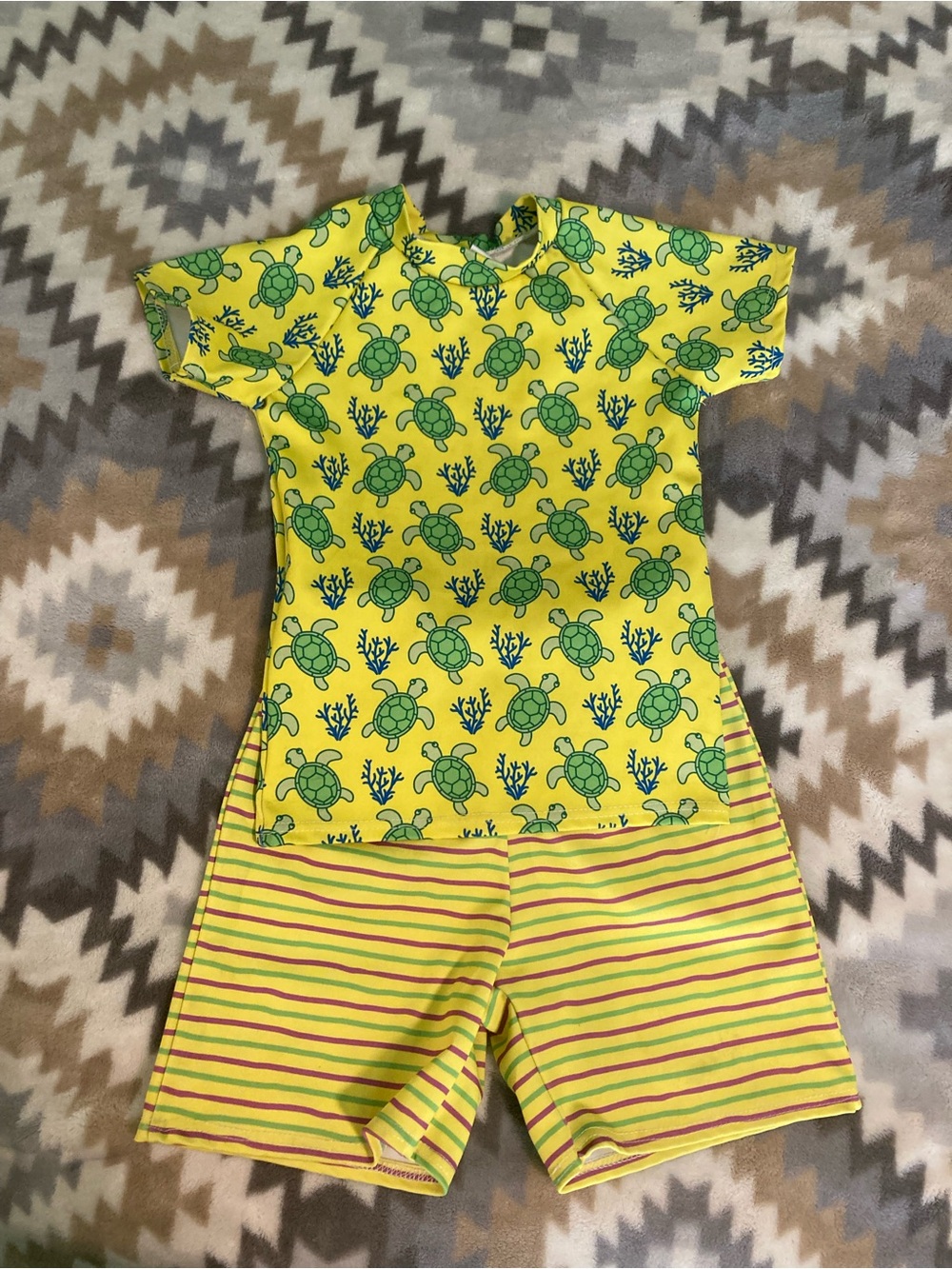 Boys colorsafe swim set with stripes and turtles